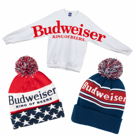 Budweiser Winter Weather Sweatshirt and Winter Hat Gift Set